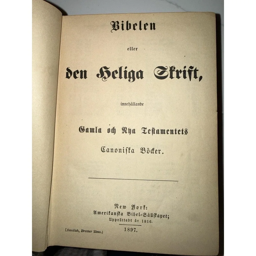 Antique Swedish Bible 1897 Hardback American Bible Society‎ Old New Testament